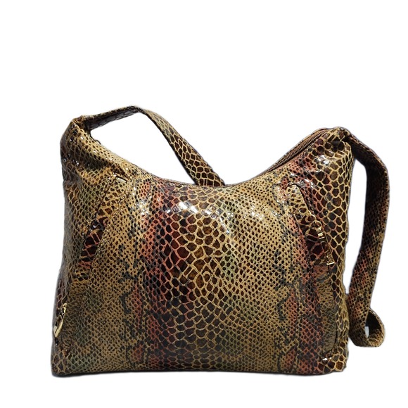 Pinky Handbags - Bags By Pinky Hobo Bag Womens Multi Snakeskin Genuine Leather Shoulder Strap